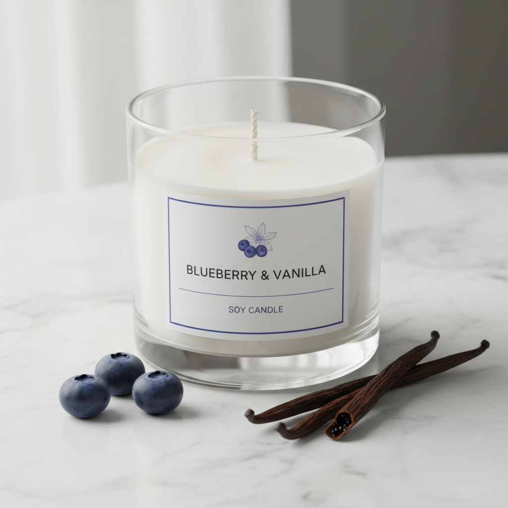 Blueberry & Vanilla Clear Glass Candle Jar