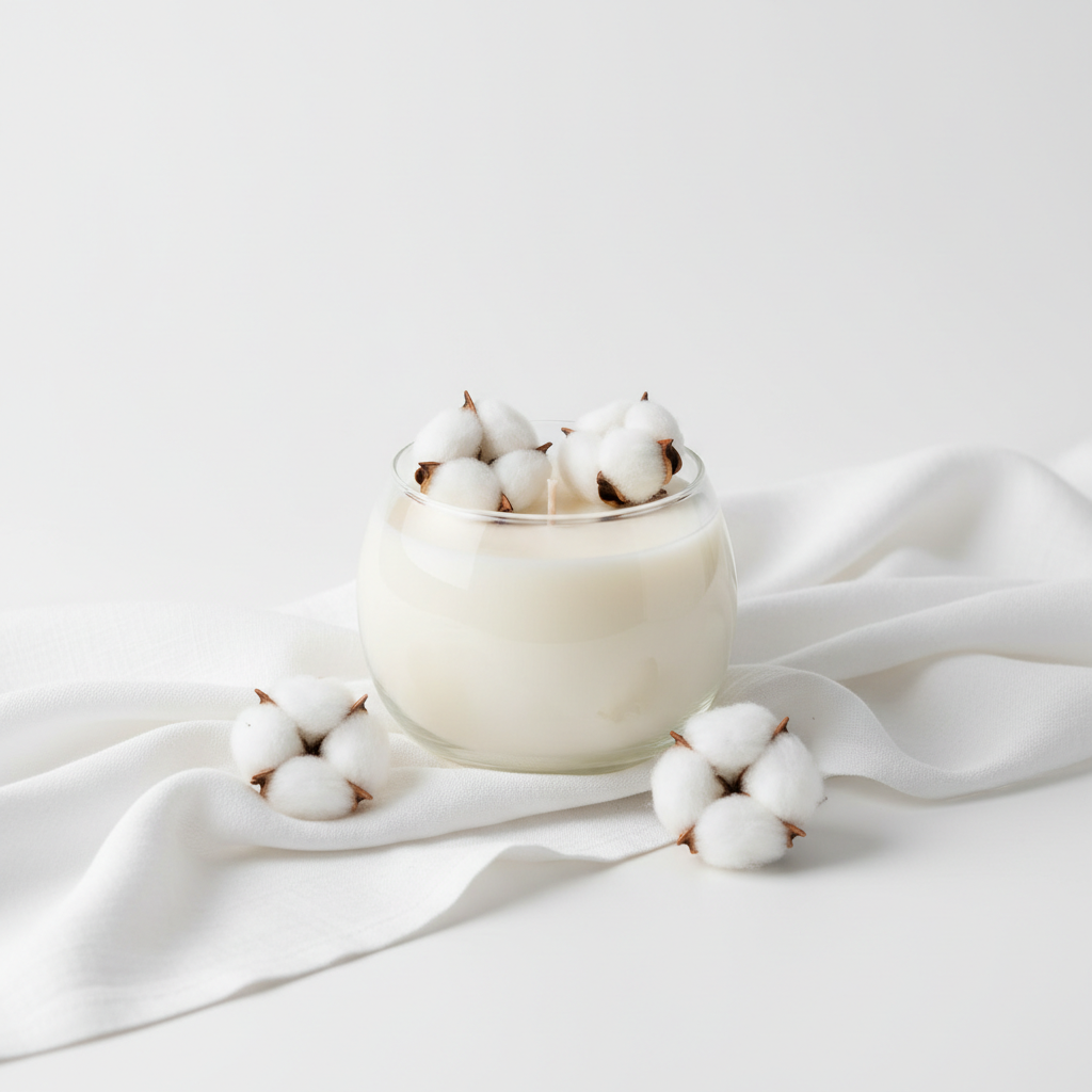 Clean Cotton Clear Glass Candle Jar