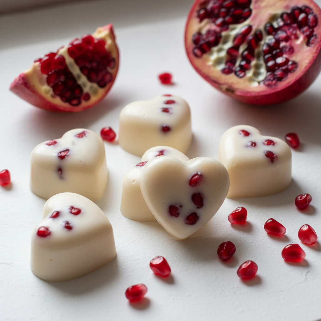 Handmade soy wax melts with pomegranate fragrance for Valentine's Day