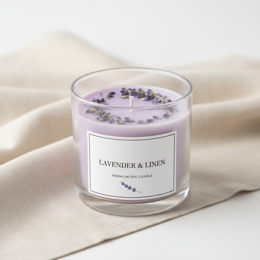 Lavender & Linen Clear Glass Candle Jar