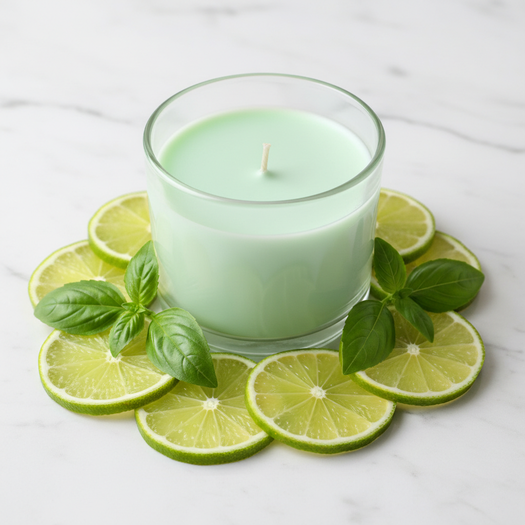 Lime & Basil Clear Glass Candle Jar