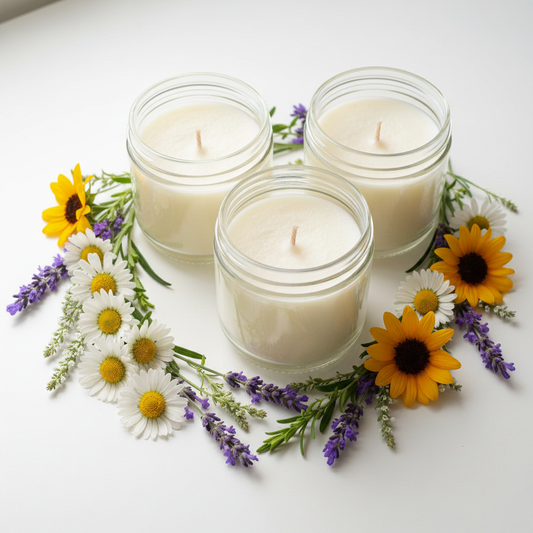 Handmade soy wax candles for spring and summer