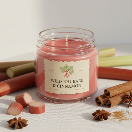 Small Clear Glass Candle Jar – Wild Rhubarb & Cinnamon
